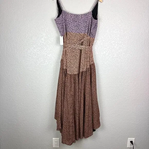 Hutch Anthropologie NWT Elma Floral High Low Contrast Wrap Midi Dress M Purple - Picture 9 of 15